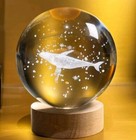 3d Crystal Whale Ball Globe Table Lamp Usb Led Night Light Home Decor Gift Nib