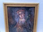 Antique 19th C  Catholic Mexican Retablo Lady Of Sorrows Weeping Tears Of Blood