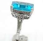 10ct Heat Treated Blue Topaz 925 Sterling Silver Art Deco Ring Sz 6 7 8 9 Xb2