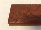 Vintage Antique Asian Red Lacquered Rectangle Box W  Flowers Decoration