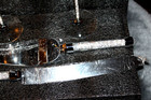 4 Pc Wedding Toasting Flutes Cake Server Set Glittering Bead Handles Nib
