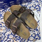 Birkenstock Arizona Mocha Soft Footbed Suede Leather Women Sandals Narrow 37-41