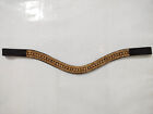 Leather Browband With Golden Five Row Crystal For Horse Bridle All Size