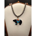 Native American Zuni Sterling Silver Inlay Bear Pendant 1 25   