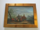 Antique 18th To 19th Century Painting On Wood  Old Master Landscape Figures 