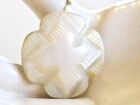 Old Antique Victorian Carved Mother Of Pearl 4 Four Leaf Clover Pin Brooch 3-17