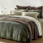King Heavyweight Linen Blend Duvet Cover And Sham Set Olive Green -