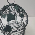 Decorative Green Metal Bird Cage Ivy Design Hanging Ring   Door 12 Inches Tall