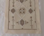 Unused Vintage Hardanger Table Runner Taupe Embroidery Lace Norway New 36 