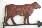 Antique Cow Weathervane Hand Made Iron Embossed
