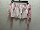 Vintage Kitchen Apron Red   White Gingham  2  Pockets Short And Sassy Cute