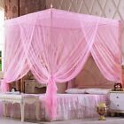 4 Corners Post Pink Canopy Bed Curtain Mosquito Net Full Bed Princess Decor