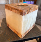 Lovely Square Tissue Box Holder Solid Marble Onyx Stone 76 Ozs  6 5x6x6 