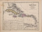 1860 Map West Indies Florida - Cuba - Bahamas - Caribbean Islands Original