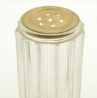 Antique Sterling Silver Repousse Zipper Cut Glass Powder Shaker Vanity Jar