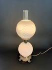 Vintage Hobnail Milk Glass Double Globe Hurricane Electric Lamp - Fenton 
