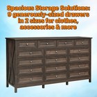 Wood Rustic Storage Dresser W 9 Drawers Silver Handle