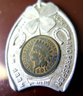 Advertising 1901 Indian Head Cent Whitehead Hoag Co  Encased Penny Good Luck W h