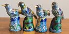 Miniature Bird Cloisonne Vintage Brass Enamel Chinese Animal Figurine Thimble