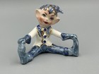 Vintage Gold   Blue Pixie Ceramic Elf Vintage Figurine