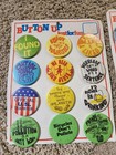 Vintage 1980s Button Up Just For Fun Pinback Button Display Card 35 Novelty Pins