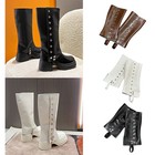 Womens Medieval Steampunk Pirate Boots Cover W press Buttons Halloween Carnival 