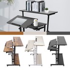 Rolling Laptop Desk Office Computer Table Stand Up Workstation Adjustable Height