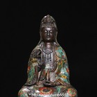 10 6 old Chinese Bronze Cloisonne Enamel Kwan-yin Guanyin Quanyin Buddha Statue