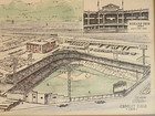 Vintage Signed S E Miller Lithograph Print 1970 Crosley Field Cincinnati Reds