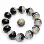 Tibetan-style Yin Yang Symbol Agate Dzi Beads Bracelet With Natural Striped