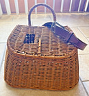 Vtg Wicker Fishing Creel Basket Fly Fishing Creel 1930s
