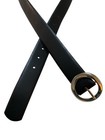 Black Leather Belt With Silver Tone Buckle Size Xl