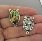 3 Pc St  Saint Therese Rosary Center Italy Rosaries Centerpieces Silver E151