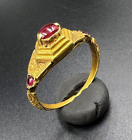 South East Asian Vintage Antique Gems Jewelry Hand Made 17 K Ancient Gold Ring