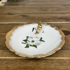 Vintage Oes Hostess Handled Candle Holder Plate Trinket Dish 1965