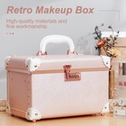 Vintage Makeup Train Case  Rose Gold Artificial Leather  Professional Cosmeti   