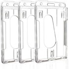 Clear Id Badge Holder 3 Pack Hard Plastic Dual Sided Easy Access Thumb Slot New
