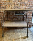Vintage Mid Century Modern Bar Metal   Formica Bar Liquor Cart  Rolling 1950-60s