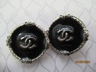 Chanel 2 Buttons Black With Silver Tone Metal 26mm