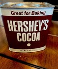 Vintage Full   Unused 8 Oz  Hershey   s Baking Cocoa Tin - With Recipes
