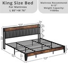 Likimio King Size Bed Frame  Storage Headboard King  Vintage Brown And Grey 