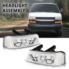 Led Headlamps For Chevy Express Gmc Savana 1500 2500 3500 2003-2023 Chrome Clear