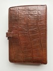 Vintage Filofax Dundee Organizer Personal Size Brown Calf Leather Croc Embossed