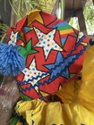 Vintage 1960s Custom Handmade Clown Costume     Vibrant Patchwork   Stars