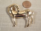 Vintage Nos Quality Lge Gold Tone Horse 2 1 4  X 2  Brooch P1