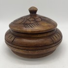 Vintage Hand Carved Wooden Box With Lid   Wood Jewelry Or Trinket Box 
