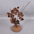 Signed Vintage Brutalist Brass Metal Rustic Floral Sculpture