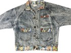Rare Vintage Official Pee Wee Brand Boys Denim Jean Printed Jacket 1980s Size L