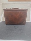 Vintage Brown Leather Train Case Vanity Travel Luggage Retro Storage