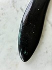 Vtg Wood Large Hand Held Mirror Painted Black Curved Handle Beveled Glass Vanity